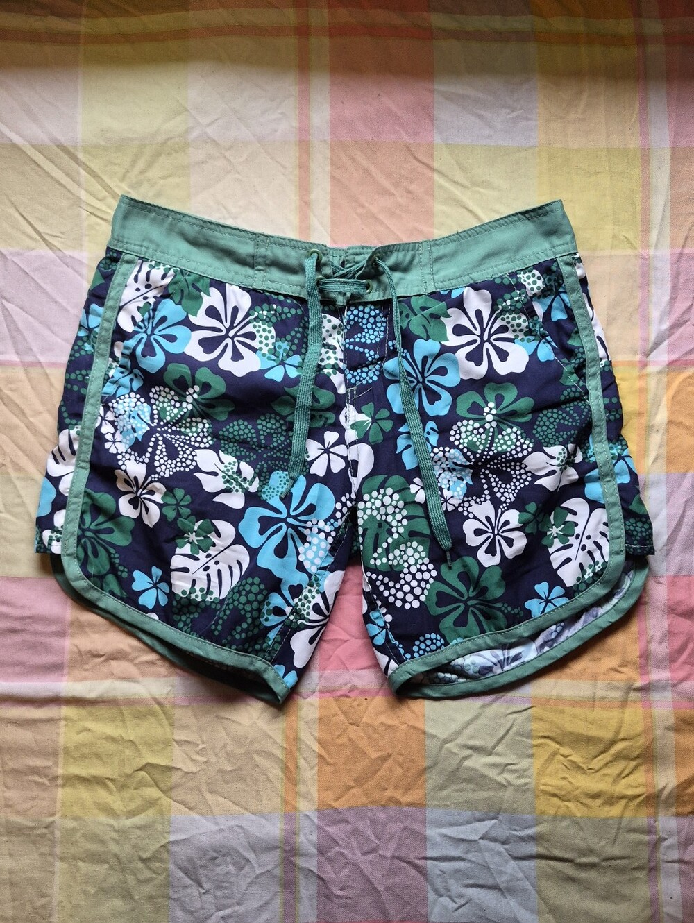 Bluenotes Navy, Green and White Floral Swim Board Shorts